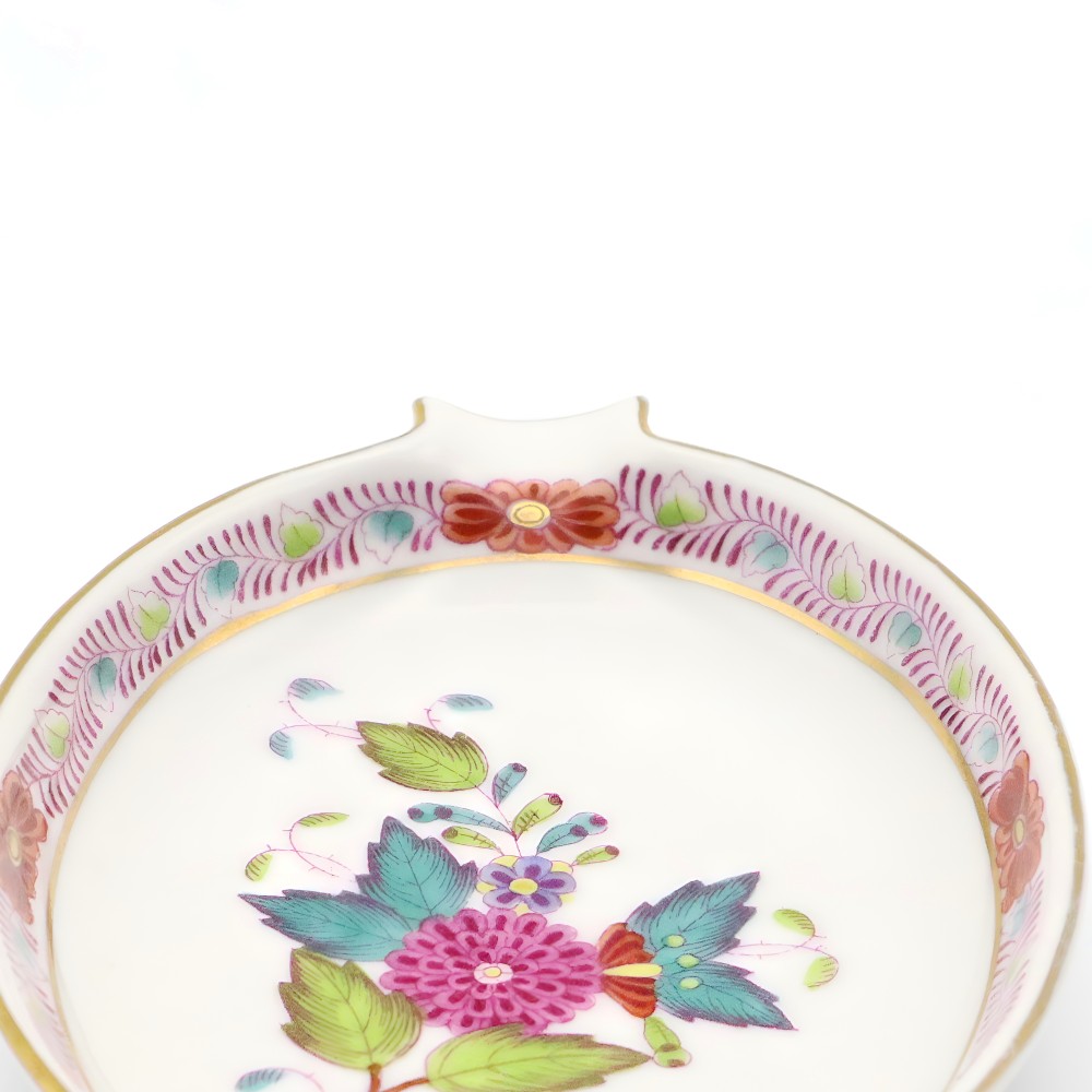 Herend Chinesisches Boquet Aschenbecher, Farbige Apponyi-Muster, Vintage Porzellan Handbemaltes Tablett